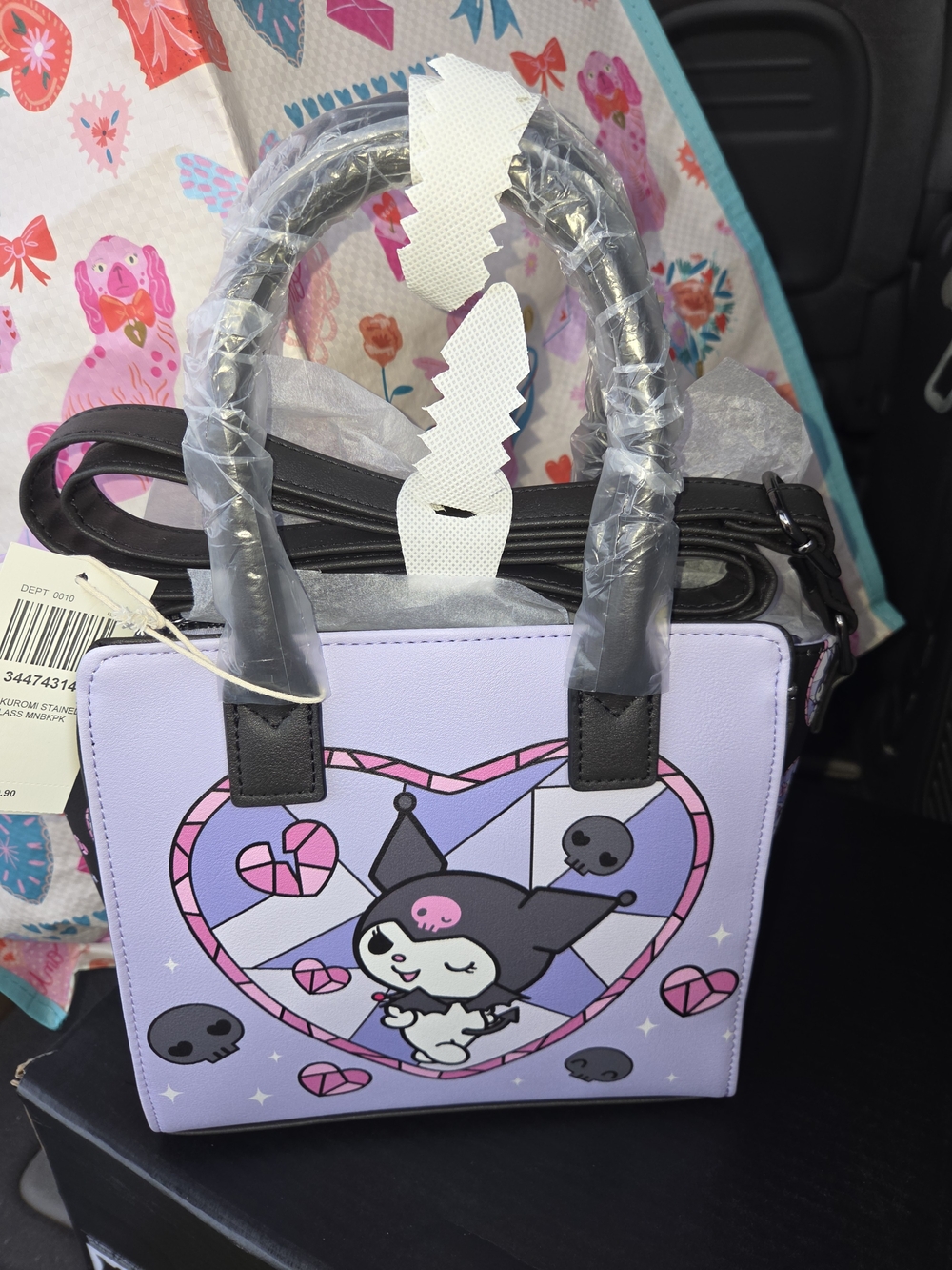 Kuromi Loungefly Heart Stained Glass Satchel Crossbody Hand Bag